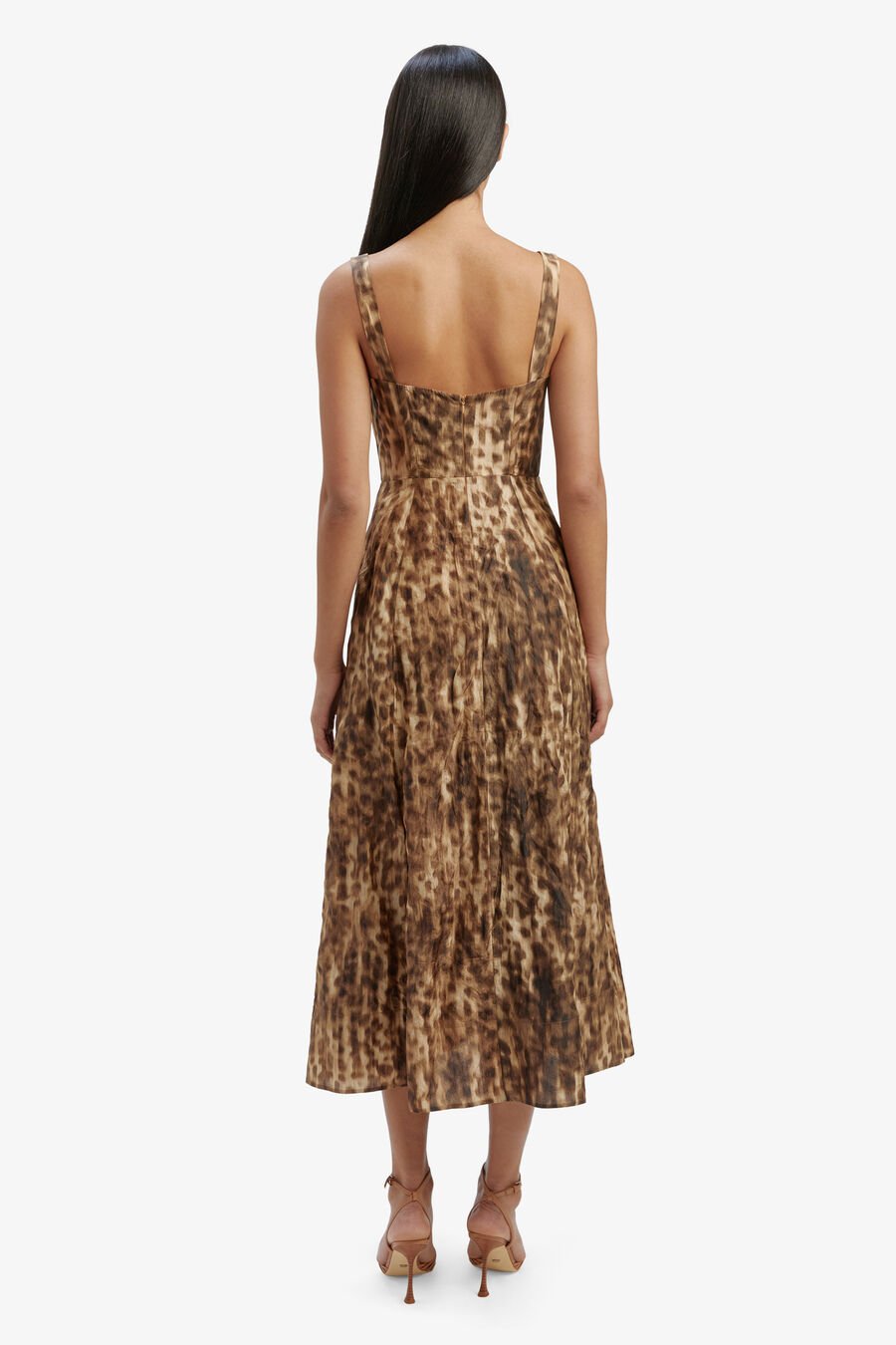 LILAH CORSET MIDI DRESS in colour LEOPARD