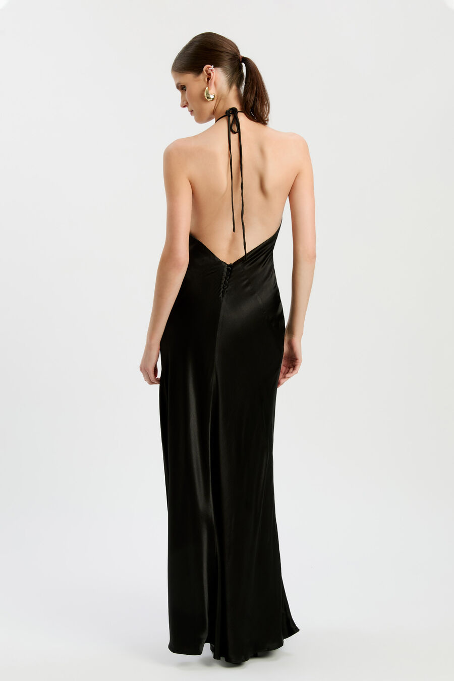 YVE HALTER DRESS in colour BLACK
