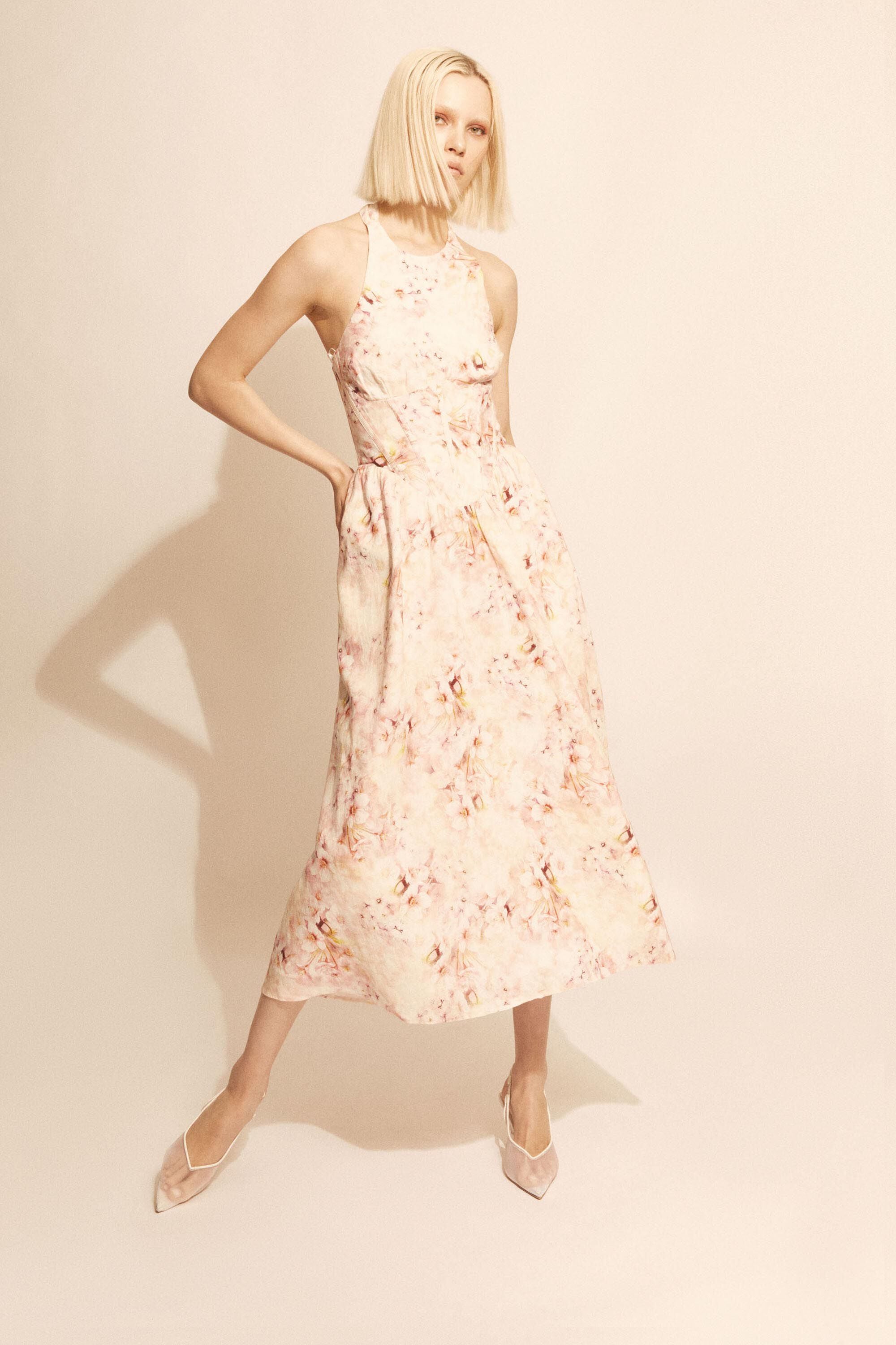 Bardot Kylen Printed Midi Dress Pink Flora