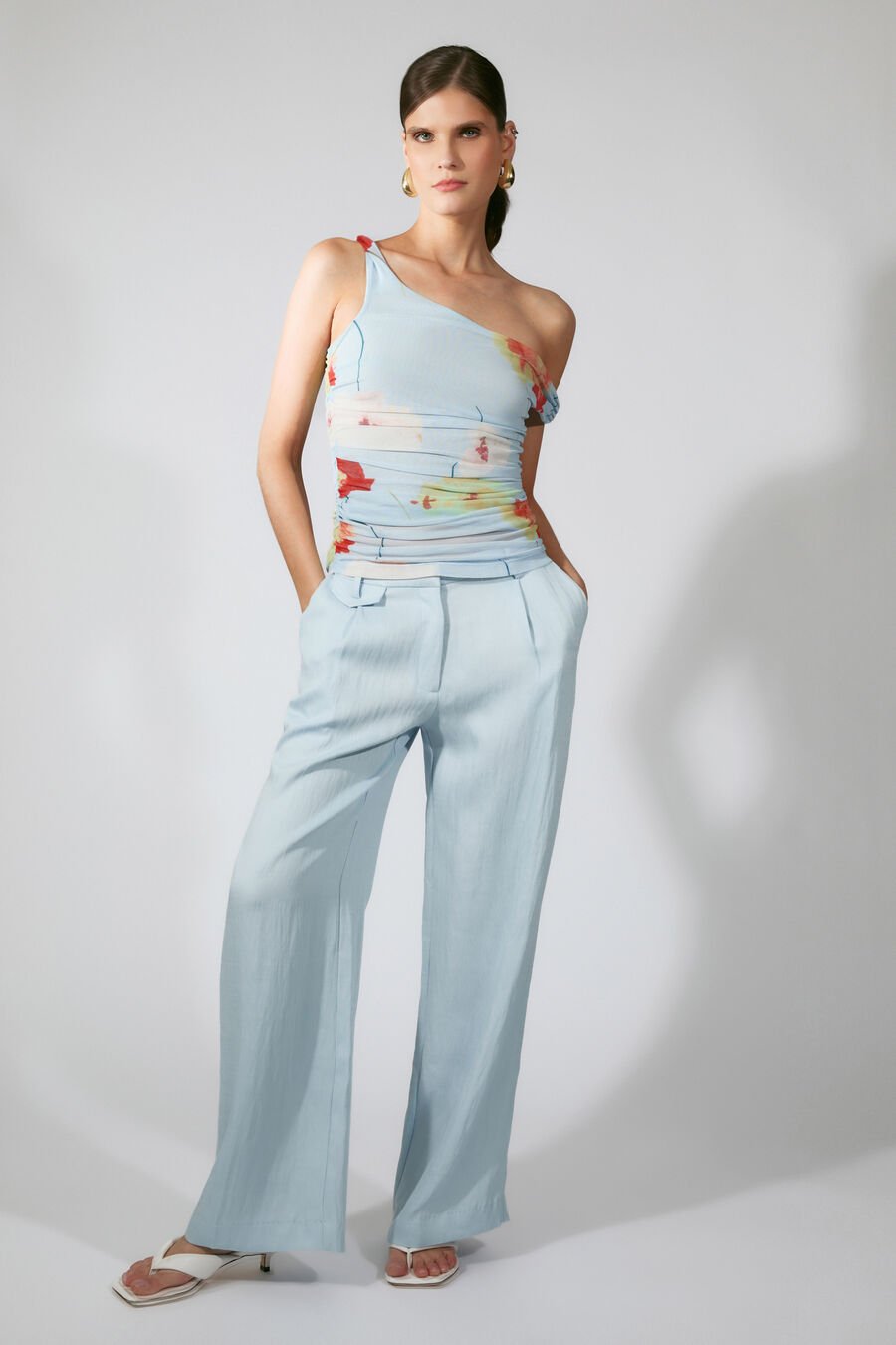 Layana Printed Mesh Asym Top