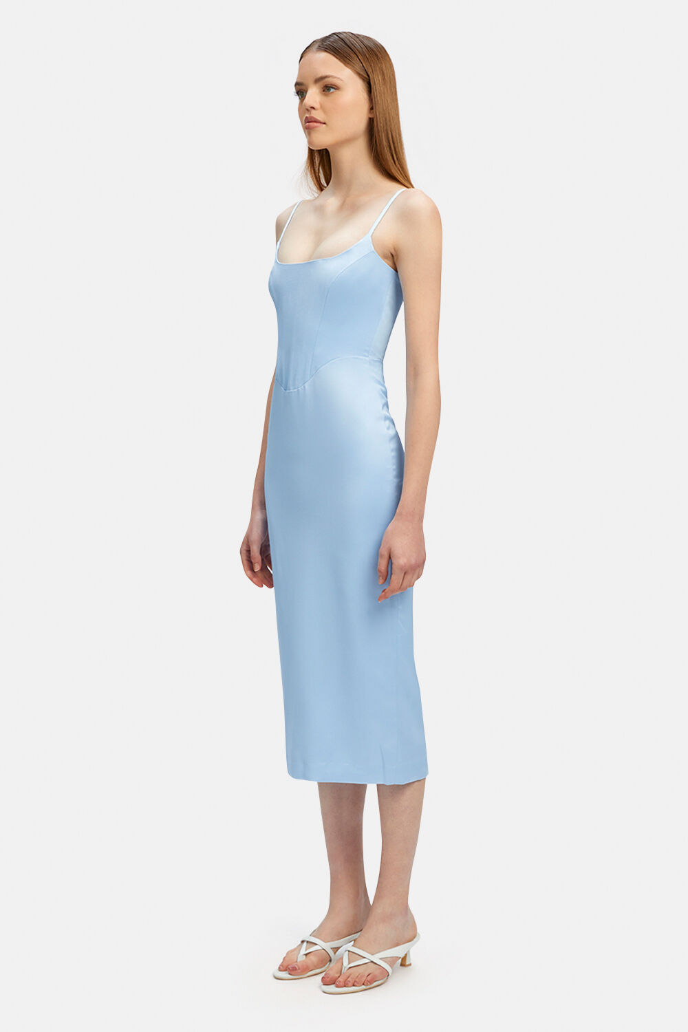MARLO MIDI DRESS in colour CERULEAN