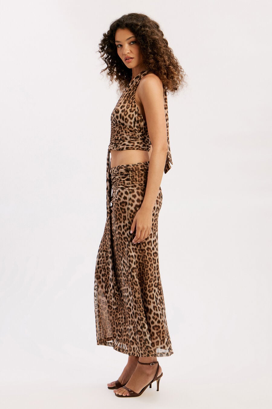 ELERA PRINTED MESH MAXI SKIRT in colour B LEOPARD