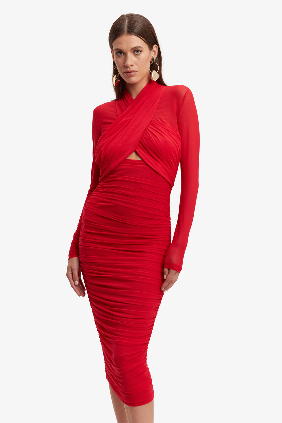 ALIYAH DRESS in colour FIRE RED