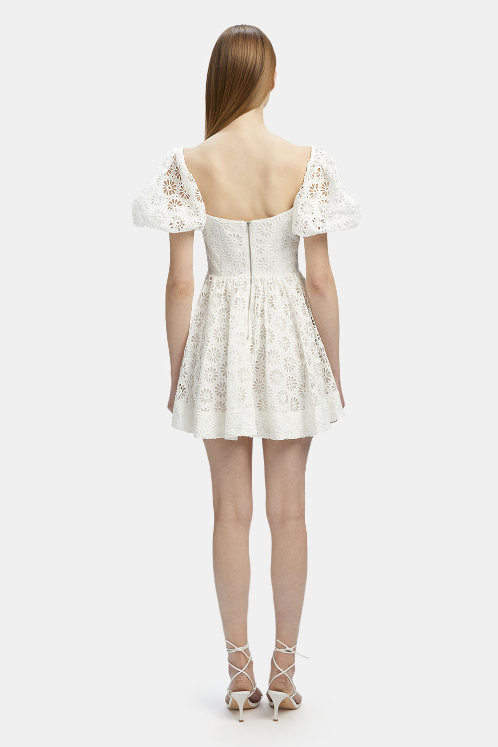 KIAH BRODERIE MINI DRESS in colour BRIGHT WHITE