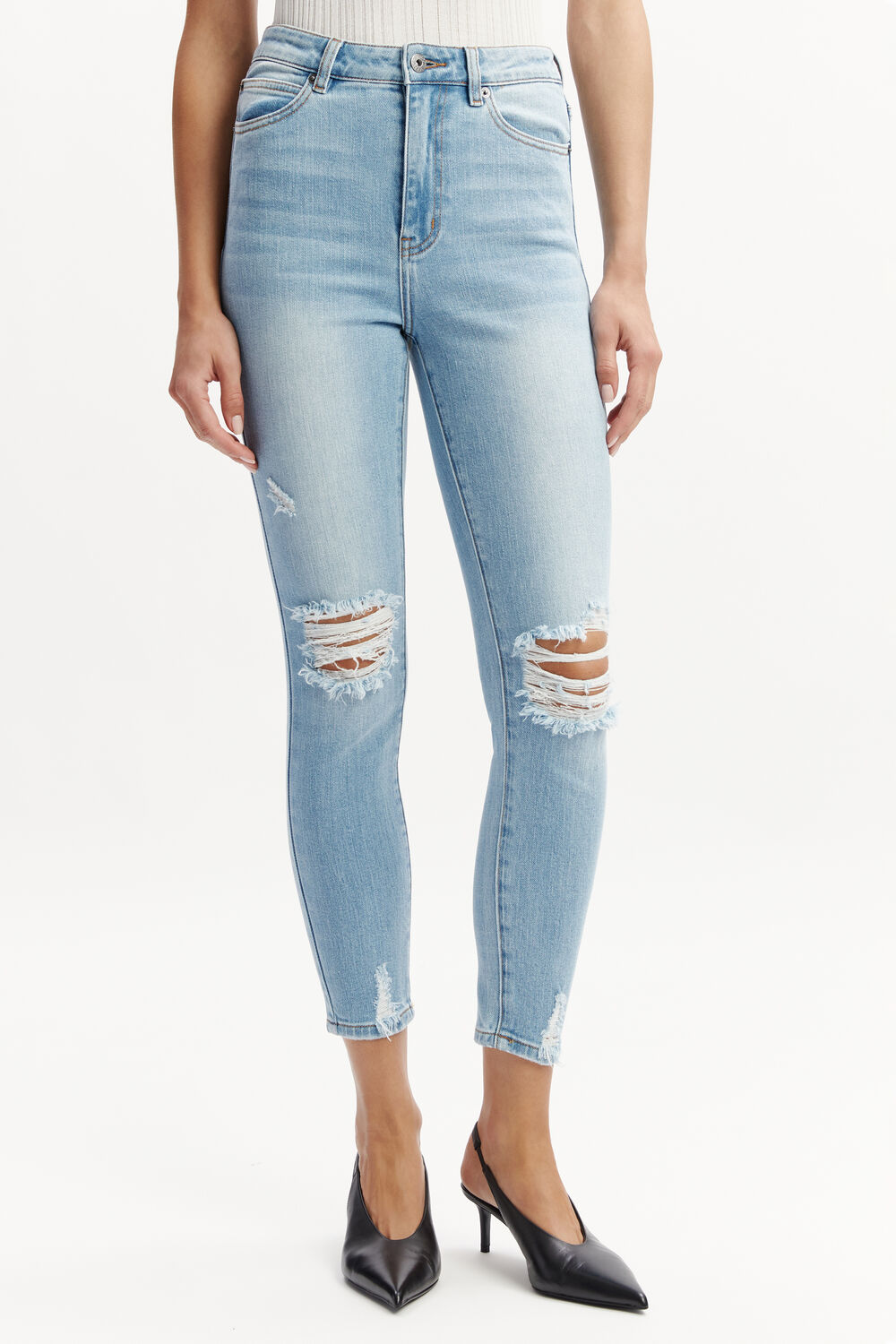 KHLOE HI CROP JEAN in colour NIGHTSHADOW BLUE
