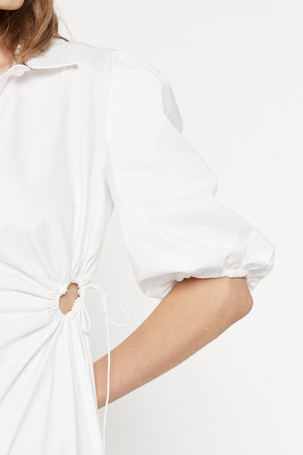 CUT OUT MIDI SHIRT DRESS in colour BRIGHT WHITE