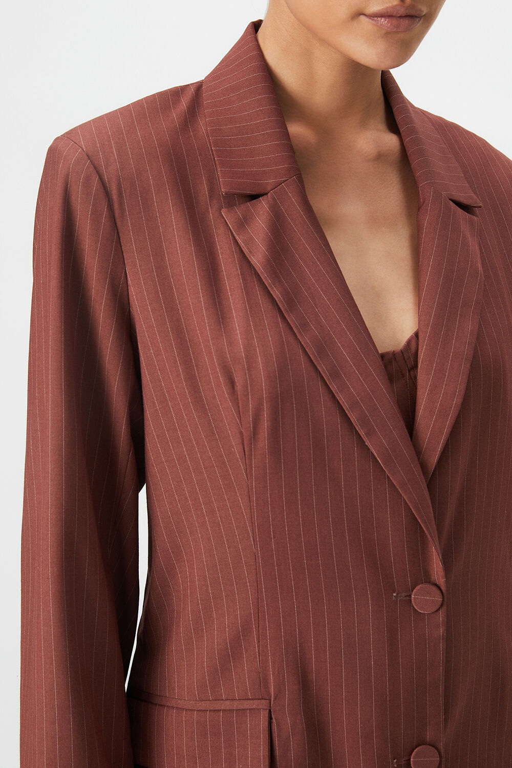 PIN STRIPE BLAZER in colour CHESTNUT STRIPE