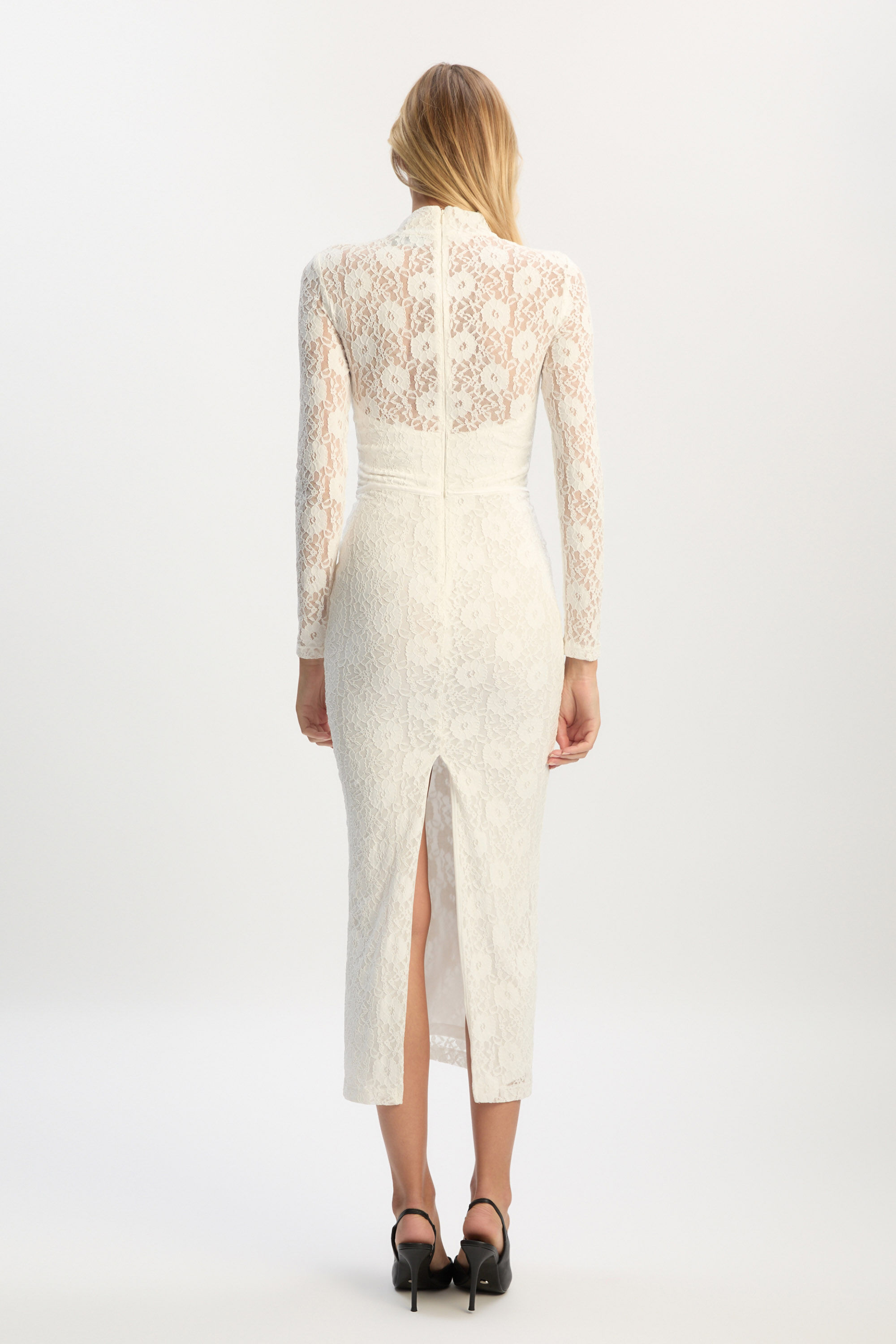 Carmen Lace Corset Midi Dress In Orchid White | Bardot