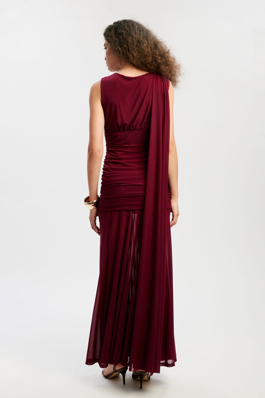 ALVERIE MESH MAXI DRESS in colour Mulberry