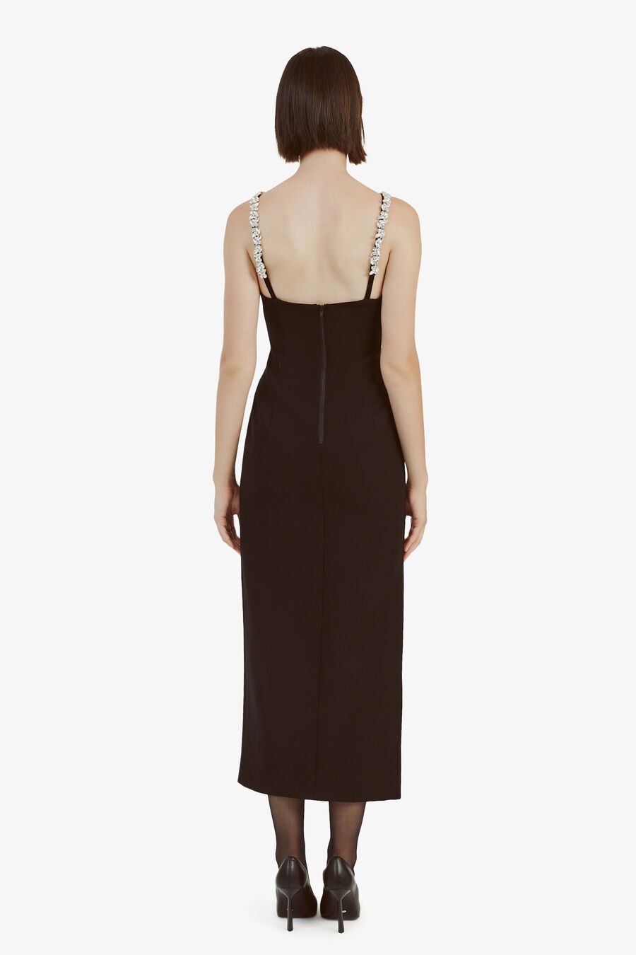 AMALIA DIAMANTE MIDI DRESS in colour BLACK