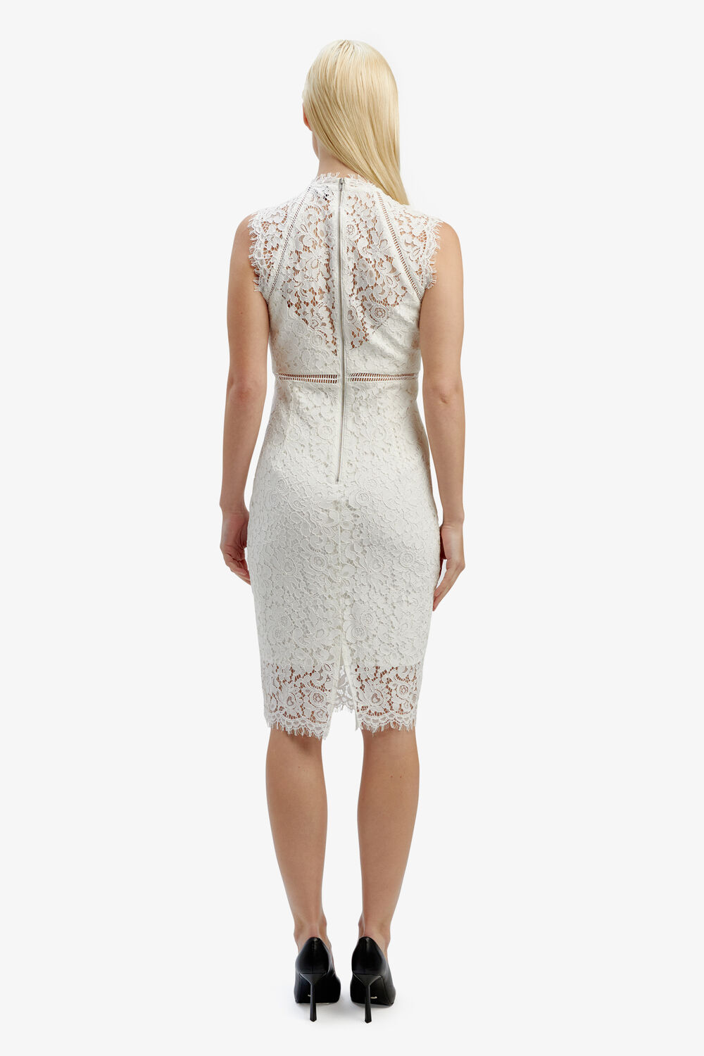 LACE PANEL DRESS in colour BRIGHT WHITE