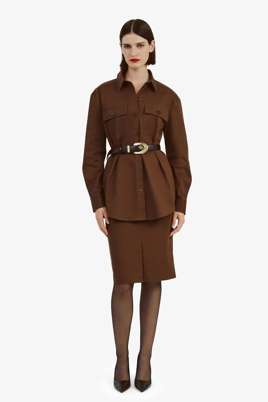 TYBI COTTON SHIRT in colour CHOCOLATE
