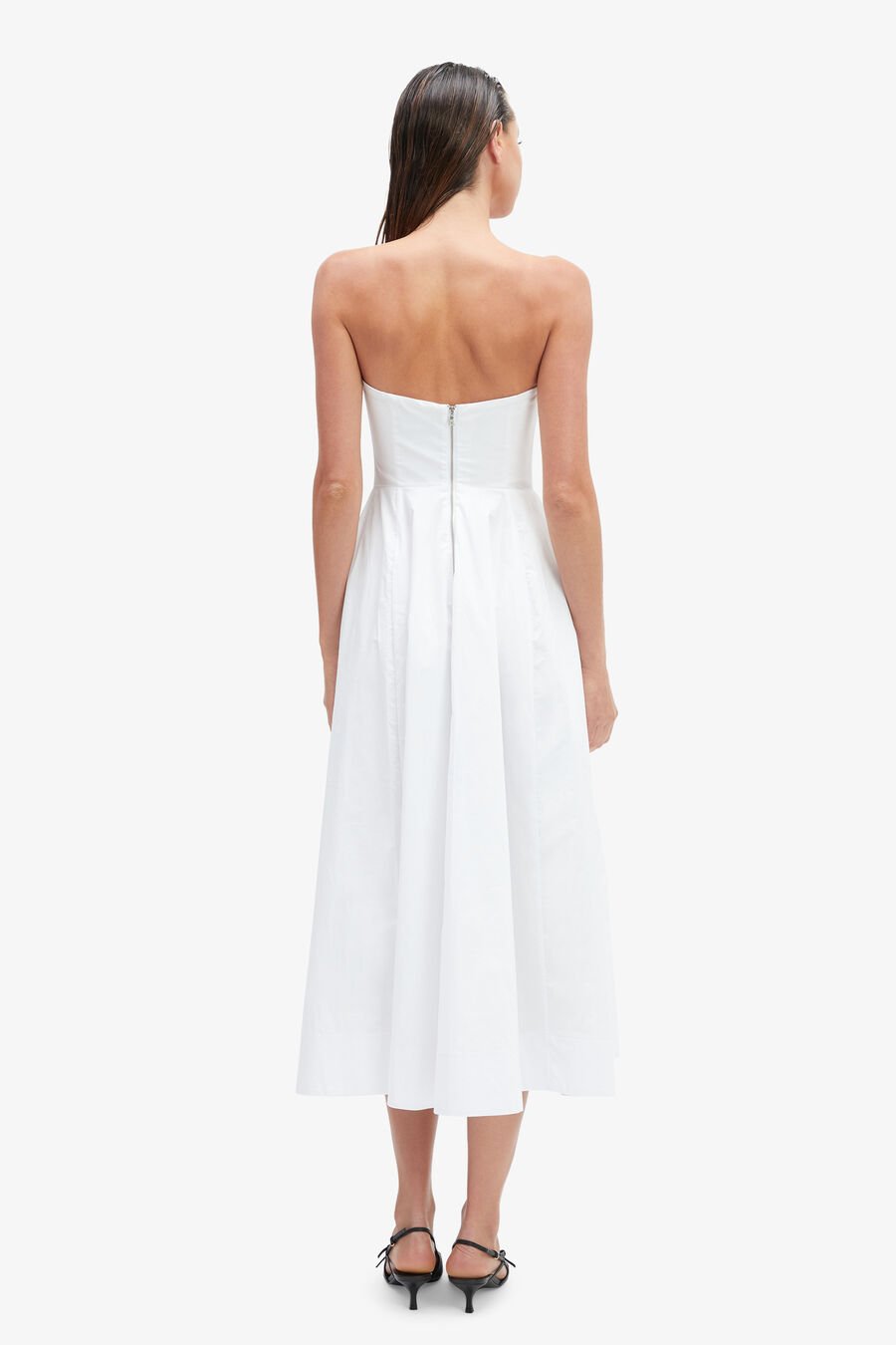 OPAL VOLUME POPLIN MIDI DRESS in colour ORCHIDWHT
