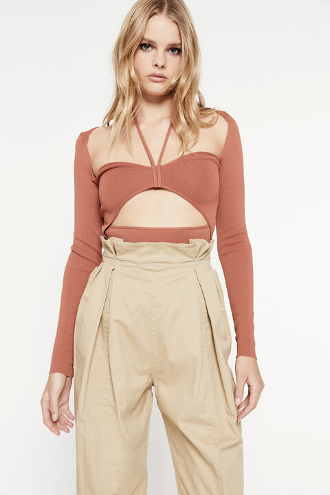 MAXWELL KNIT TOP in colour MOCHA BISQUE