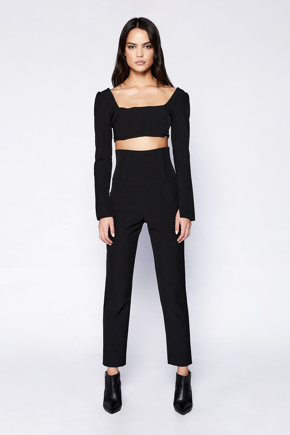 Crop bardot top sales & pants set
