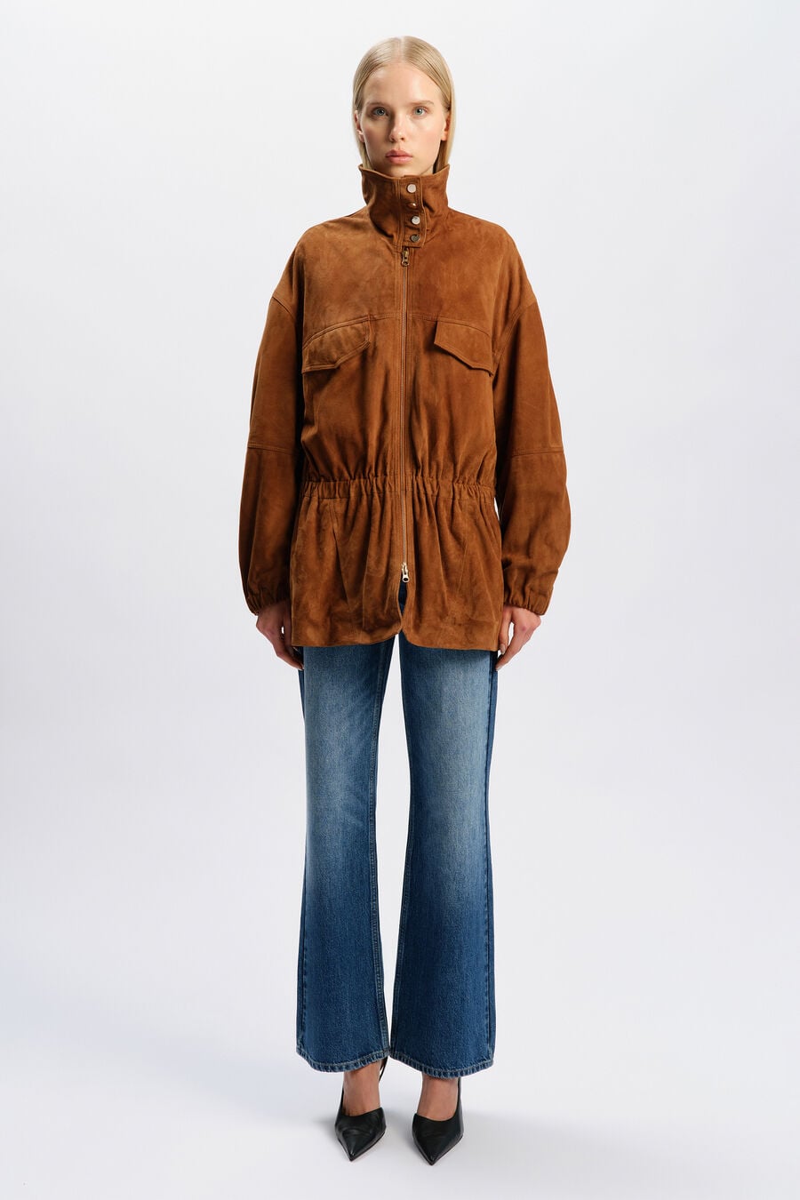 ANJA GENUINE SUEDE JACKET in colour Russet