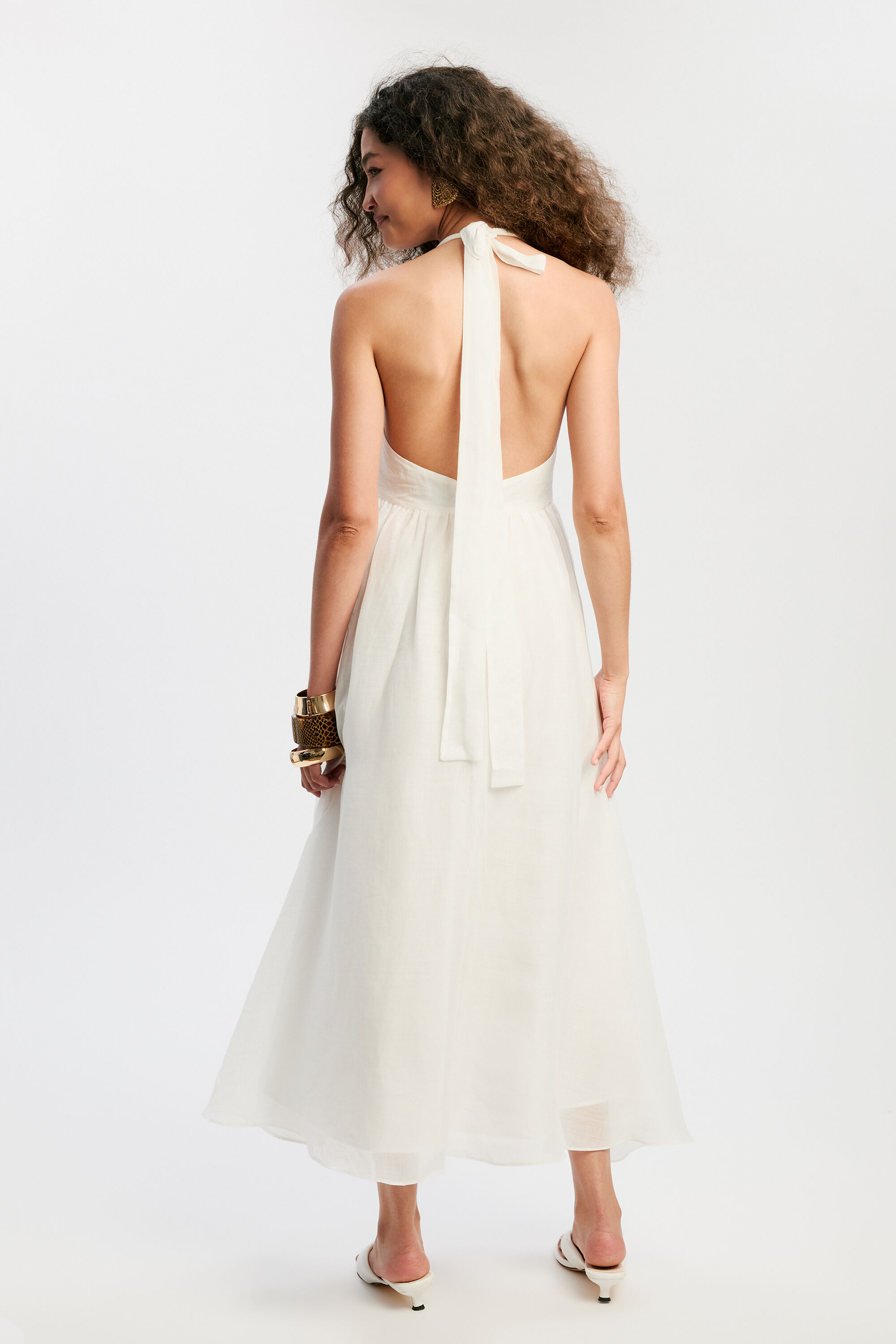 Cavarly Ramie Halter Dress In Ivory | Bardot Cavarly Ramie Halter Dress In Ivory | Bardot