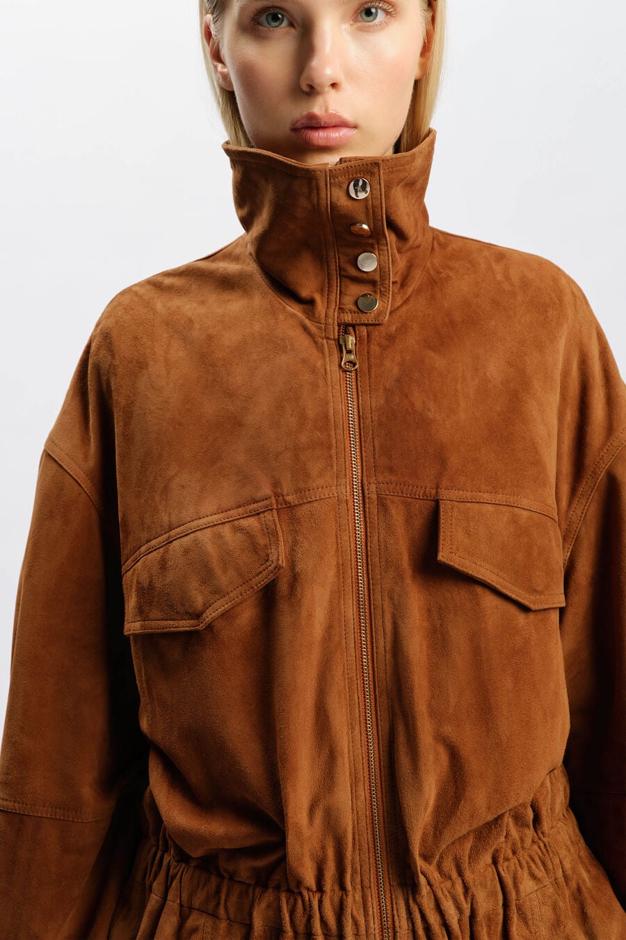 ANJA GENUINE SUEDE JACKET in colour Russet