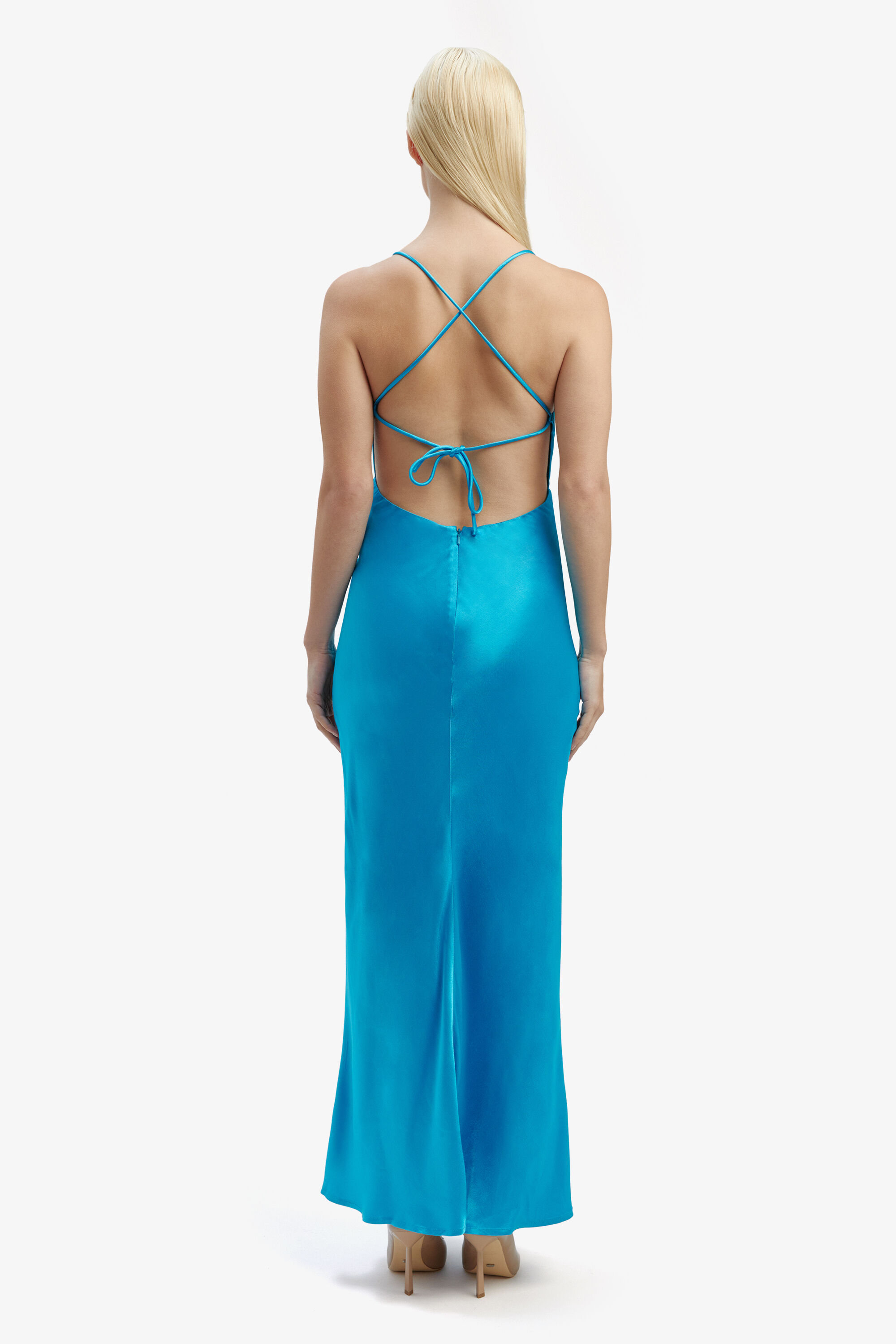 blue satin draped bardot midi dress Draped Bardot Midi Dress Navy Blue