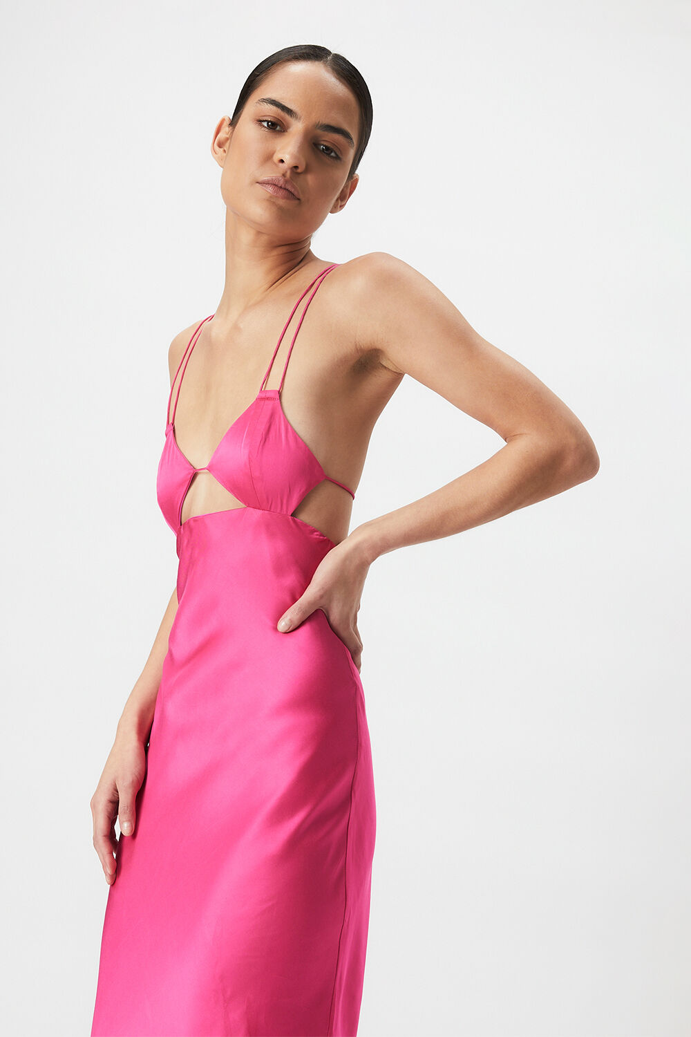 Pink midi discount slip dress
