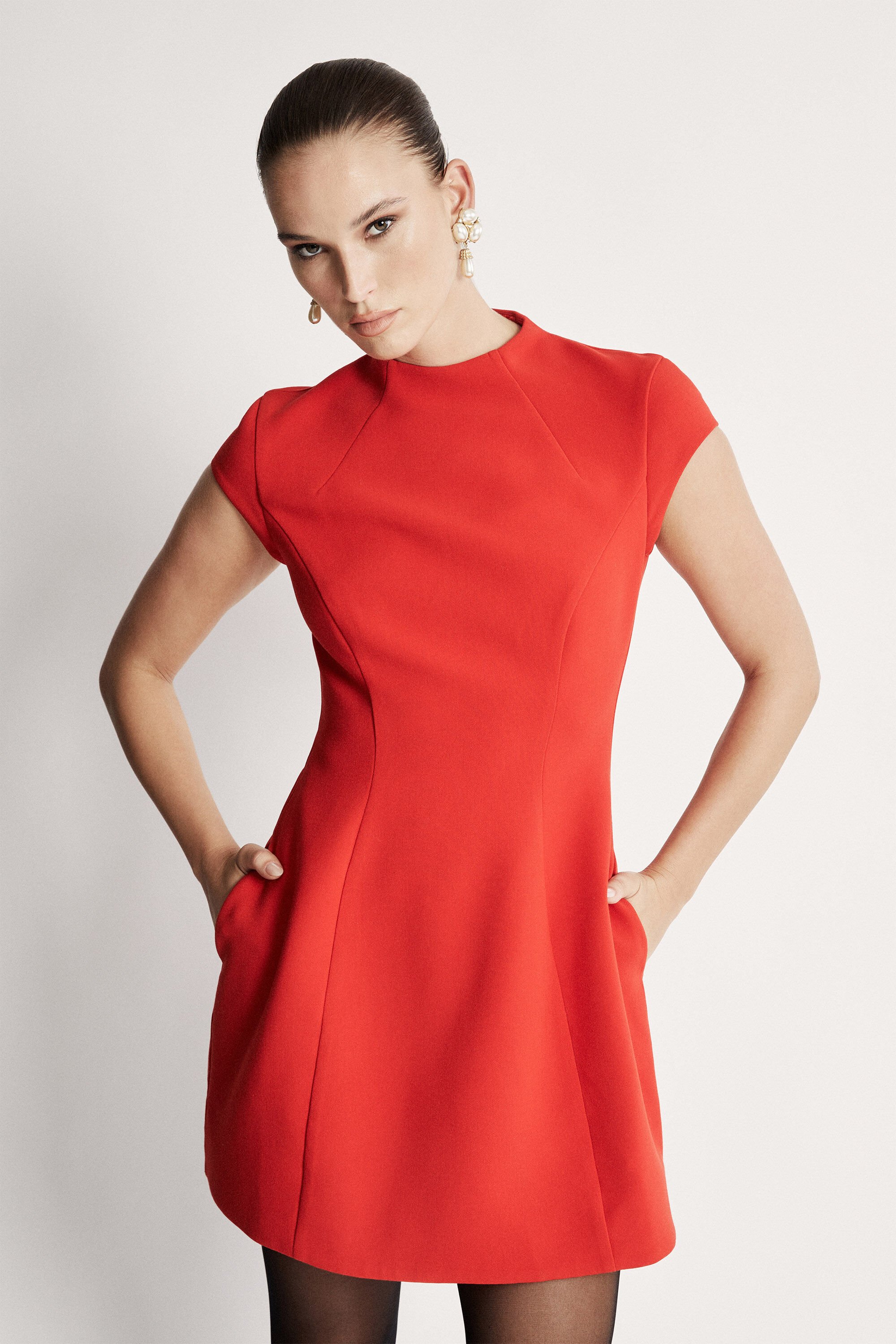 Red bardot summer dress cheap