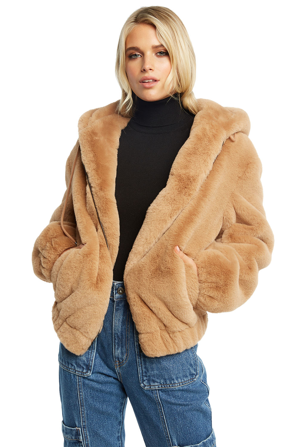 Gigi long jacket with colored fur outlet