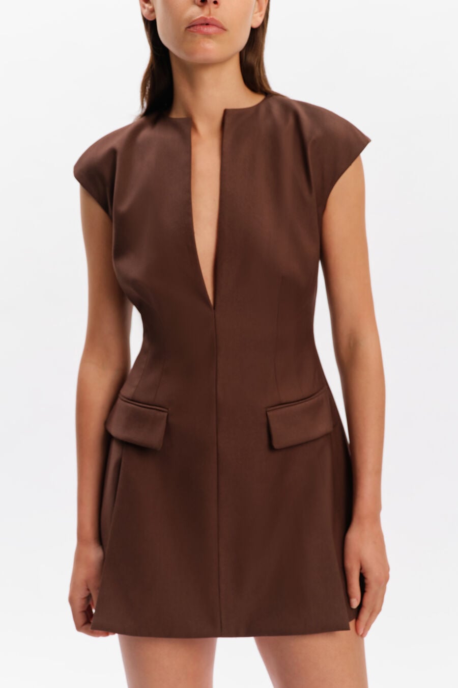 MARIKA A-LINE MINI DRESS in colour Dark Chocolate