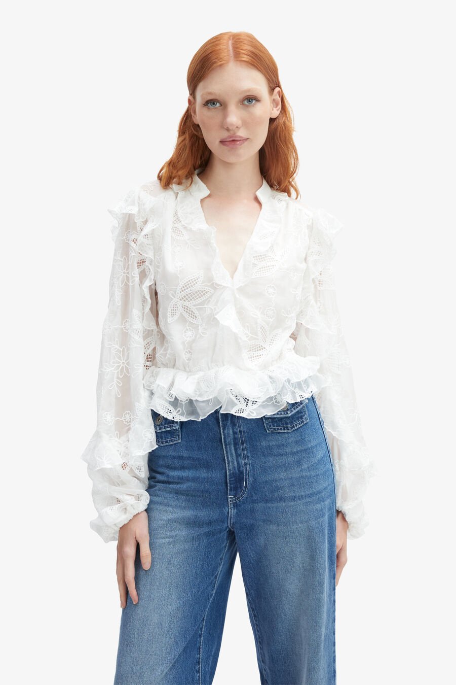 Frill Embroidered Blouse