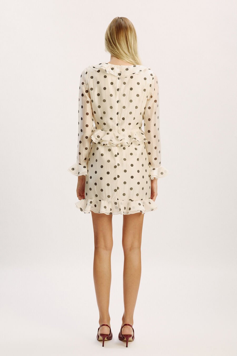 Frill Detail Spot Mini Dress