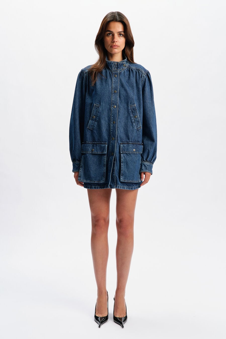 030 Denim Oversized Mini Dress
