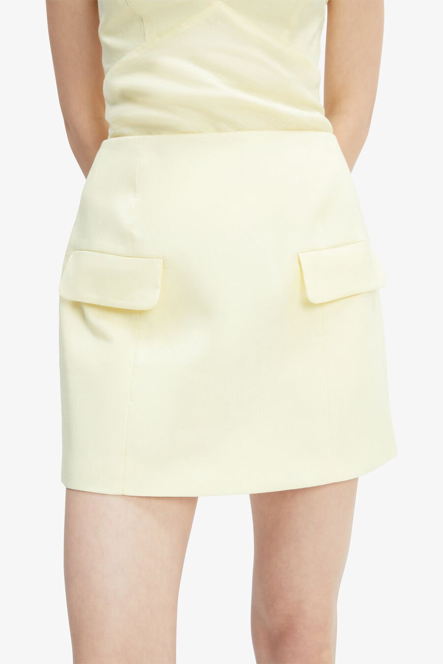 DELPHI LINEN MINI SKIRT in colour Canary Yellow
