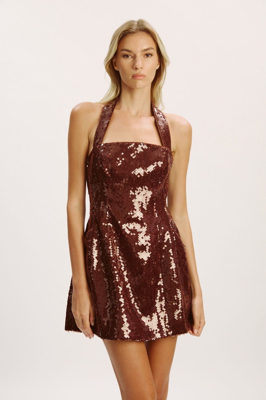 Nevelle Sequin Halter Dress