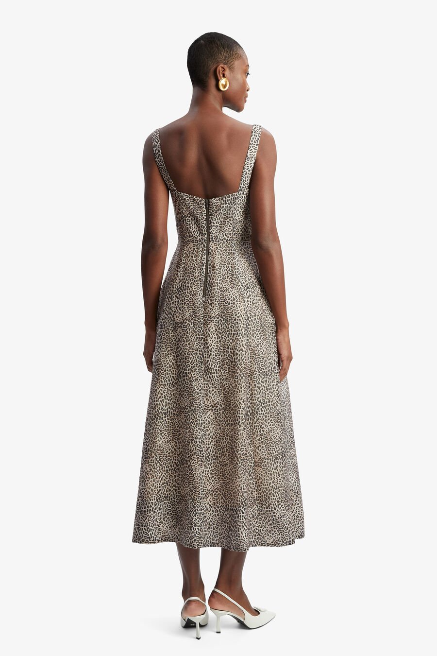 LILAH CORSET MIDI DRESS in colour Brown Leopard