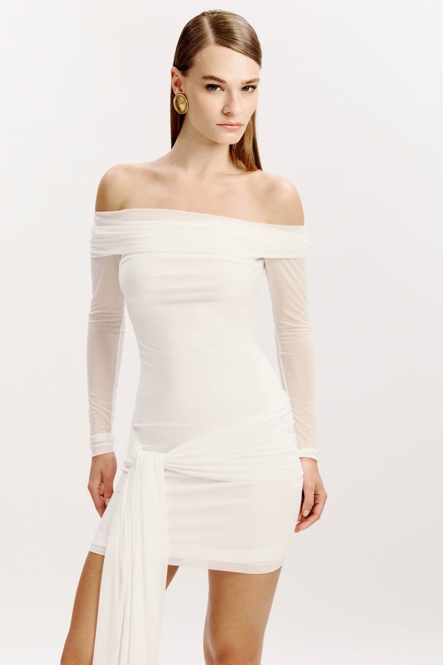 FERNANDA MESH MINI DRESS in colour ORCHIDWHT