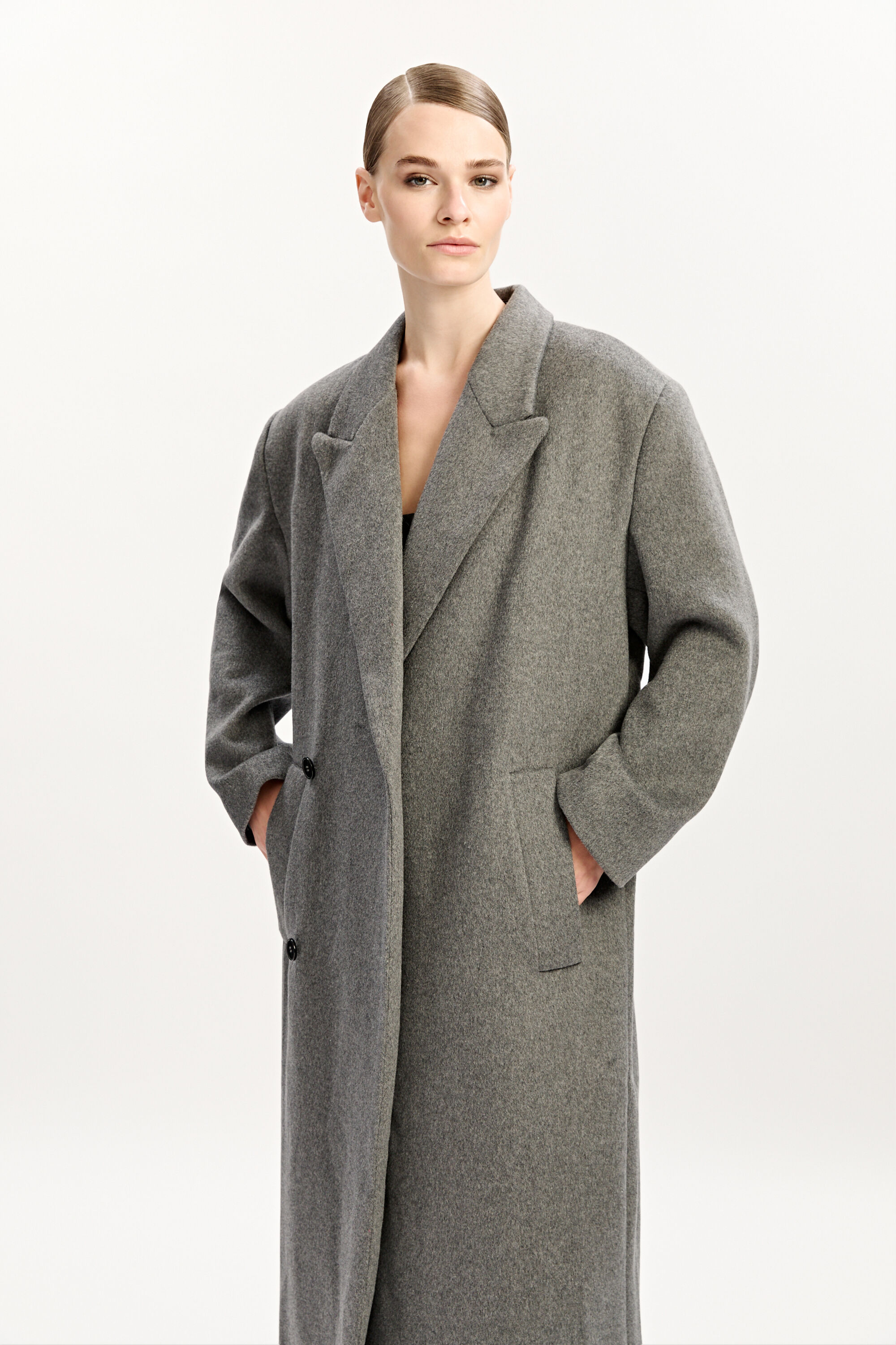 Classic Oversized Coat In Grey | Bardot