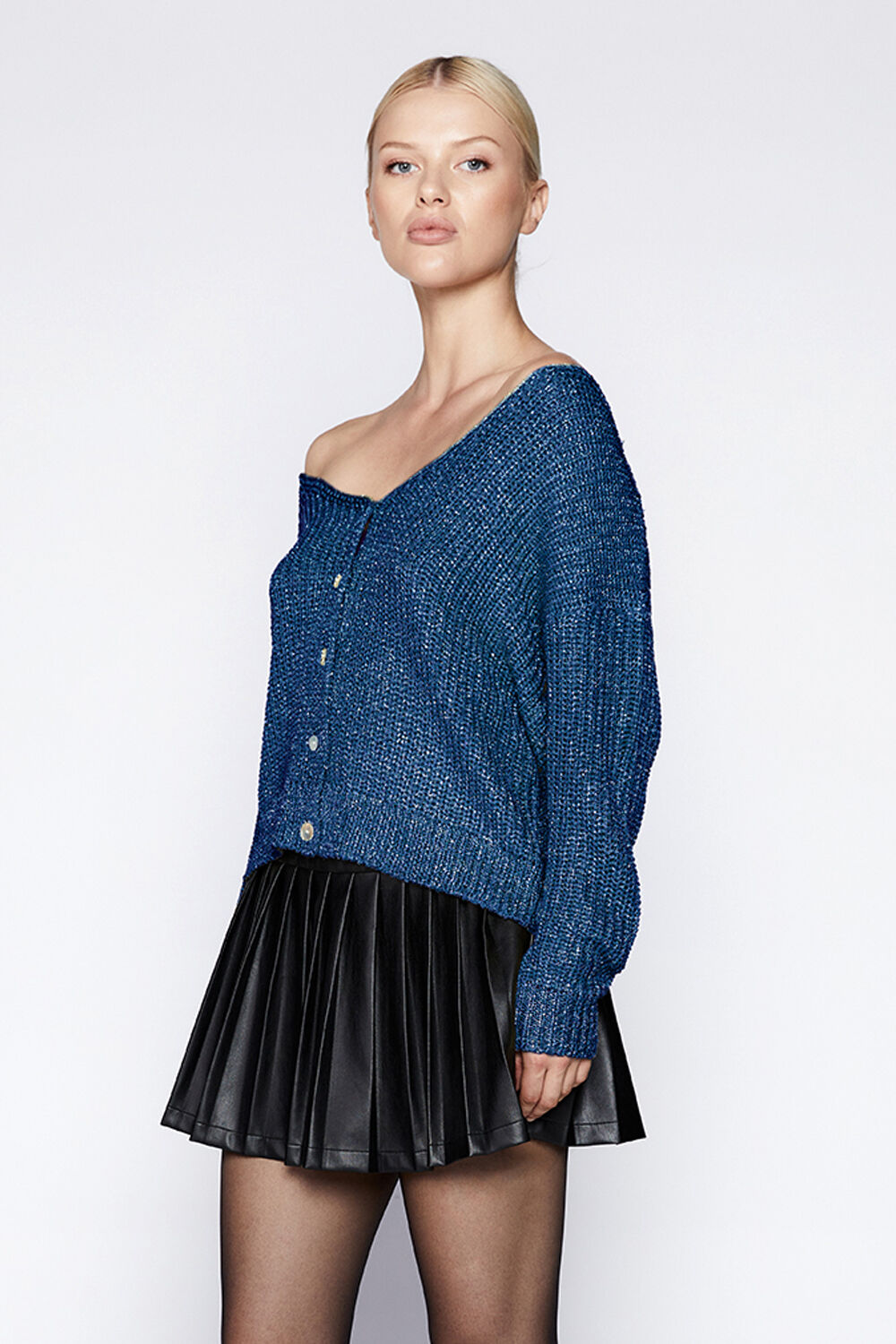 LUREX KNIT CARDI in colour DAZZLING BLUE