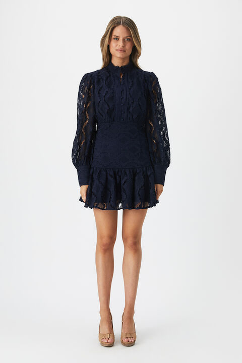 REMY LACE DRESS in colour BLACK IRIS