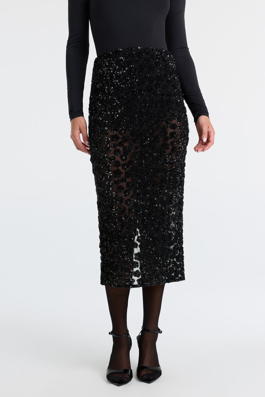 Sienna Sheer Sequin Midi Skirt