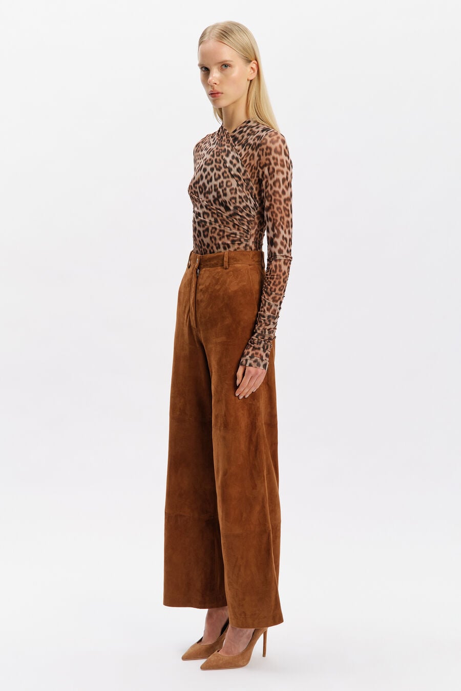 EVINA GENUINE SUEDE PANT in colour Russet