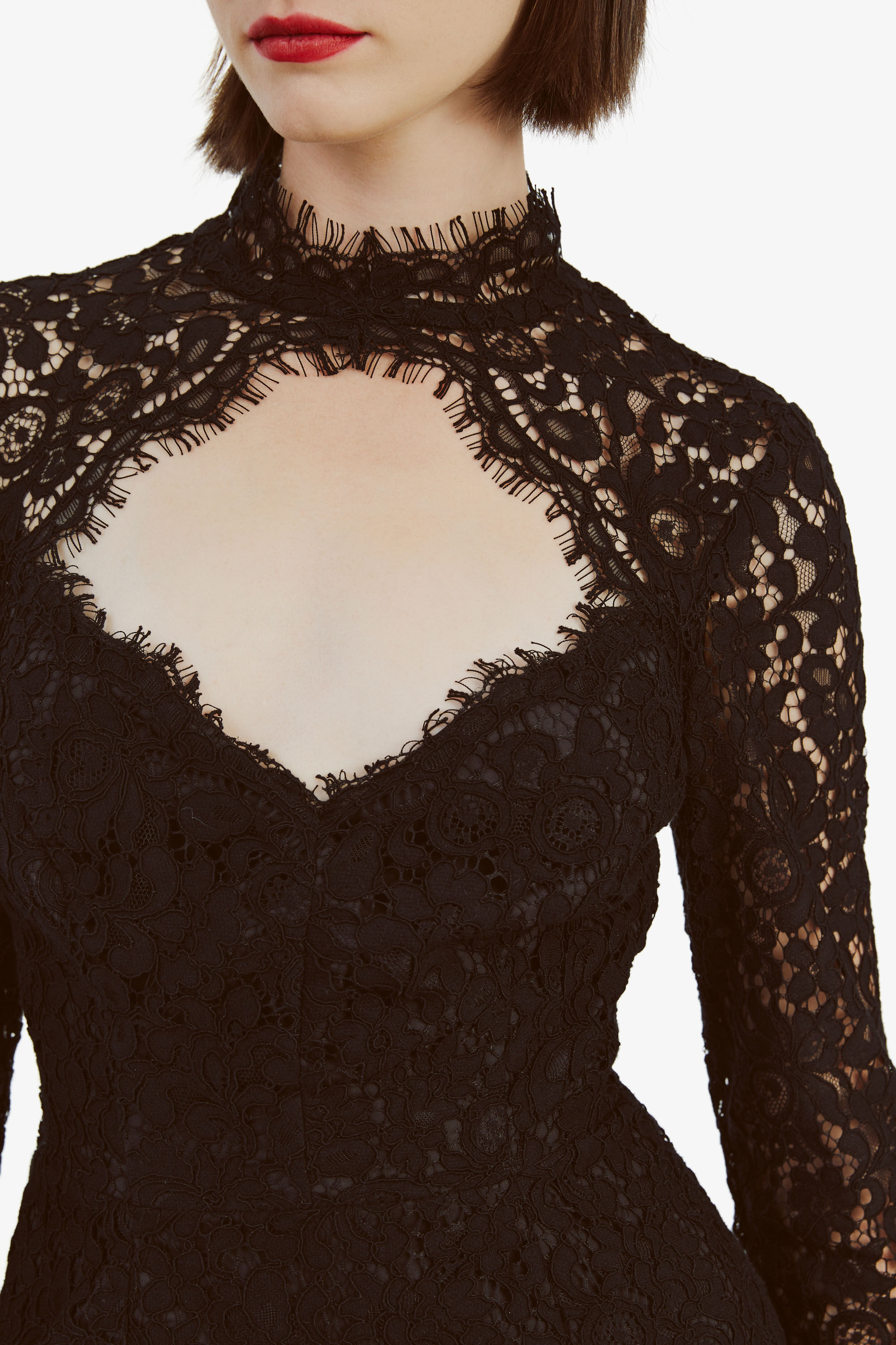 laubeblanc Pin-tuck Lace Mini Dress ワンピース