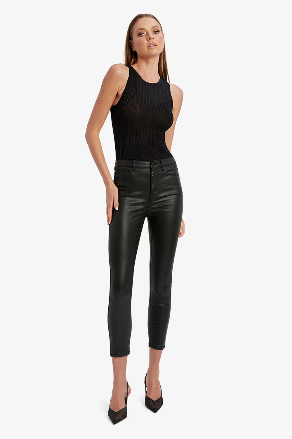 KHLOE CROP COATED in colour JET BLACK