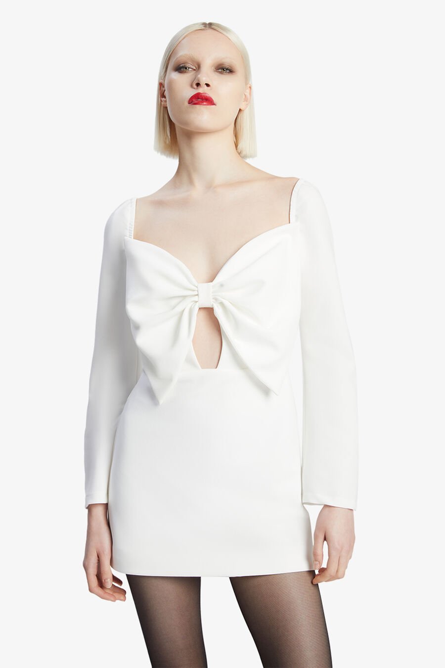 PHILLIPA BOW MINI DRESS in colour ORCHIDWHT