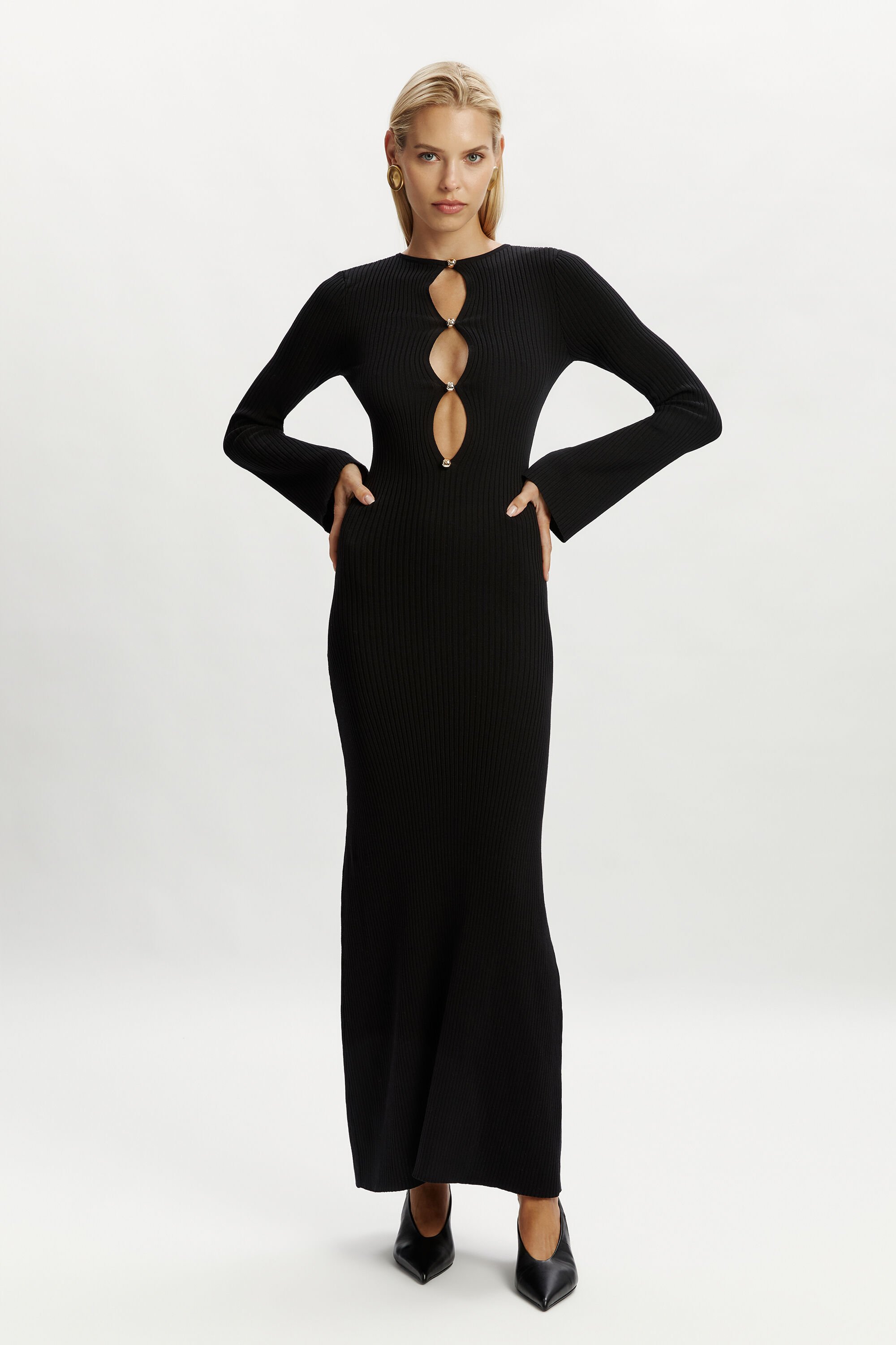 Nautico Knit Maxi Dress In Black | Bardot