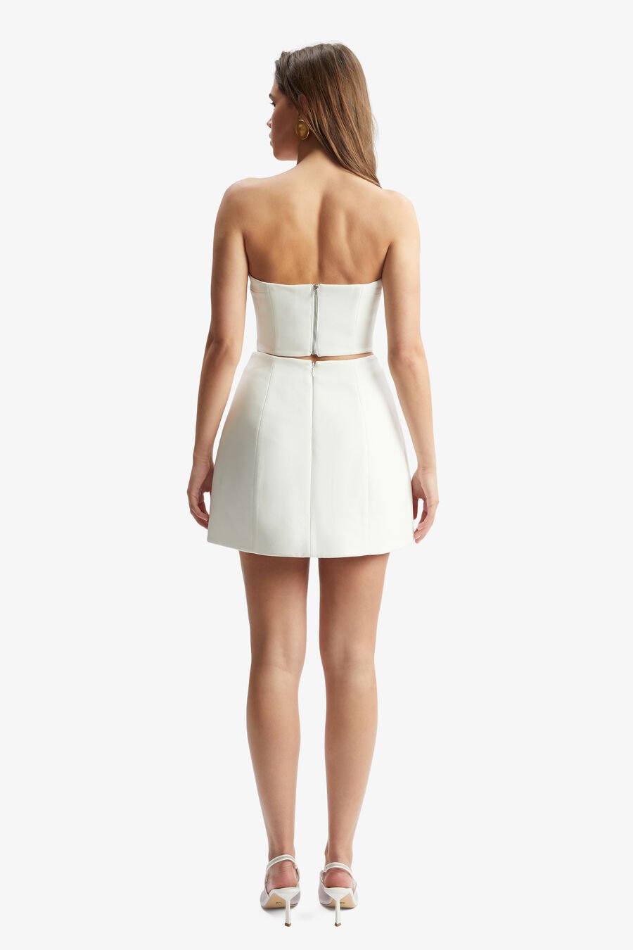 DELPHI STRAPLESS CROP TOP in colour ORCHIDWHT
