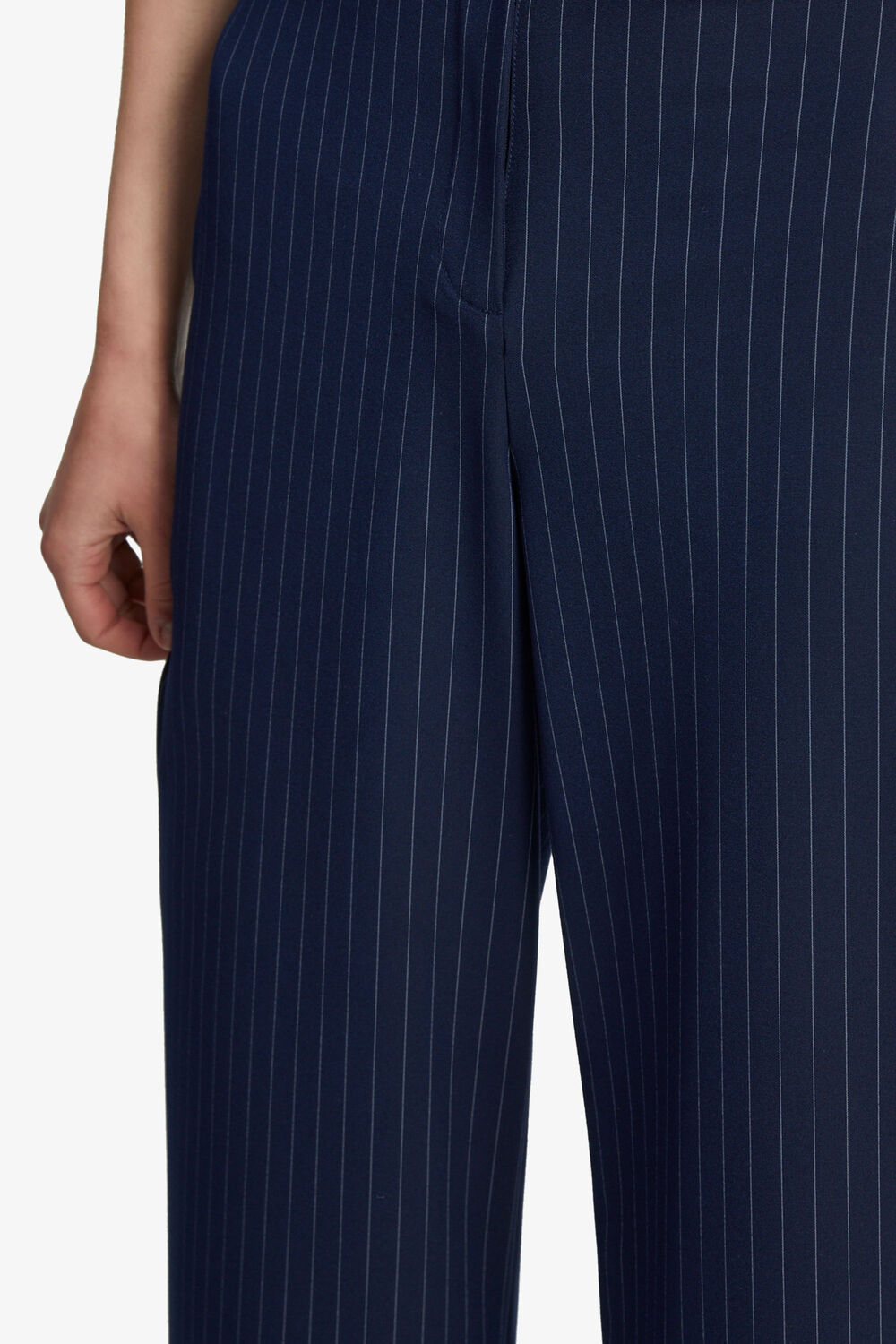 PIN STRIPE WIDE LEG PANT  in colour BLACK IRIS
