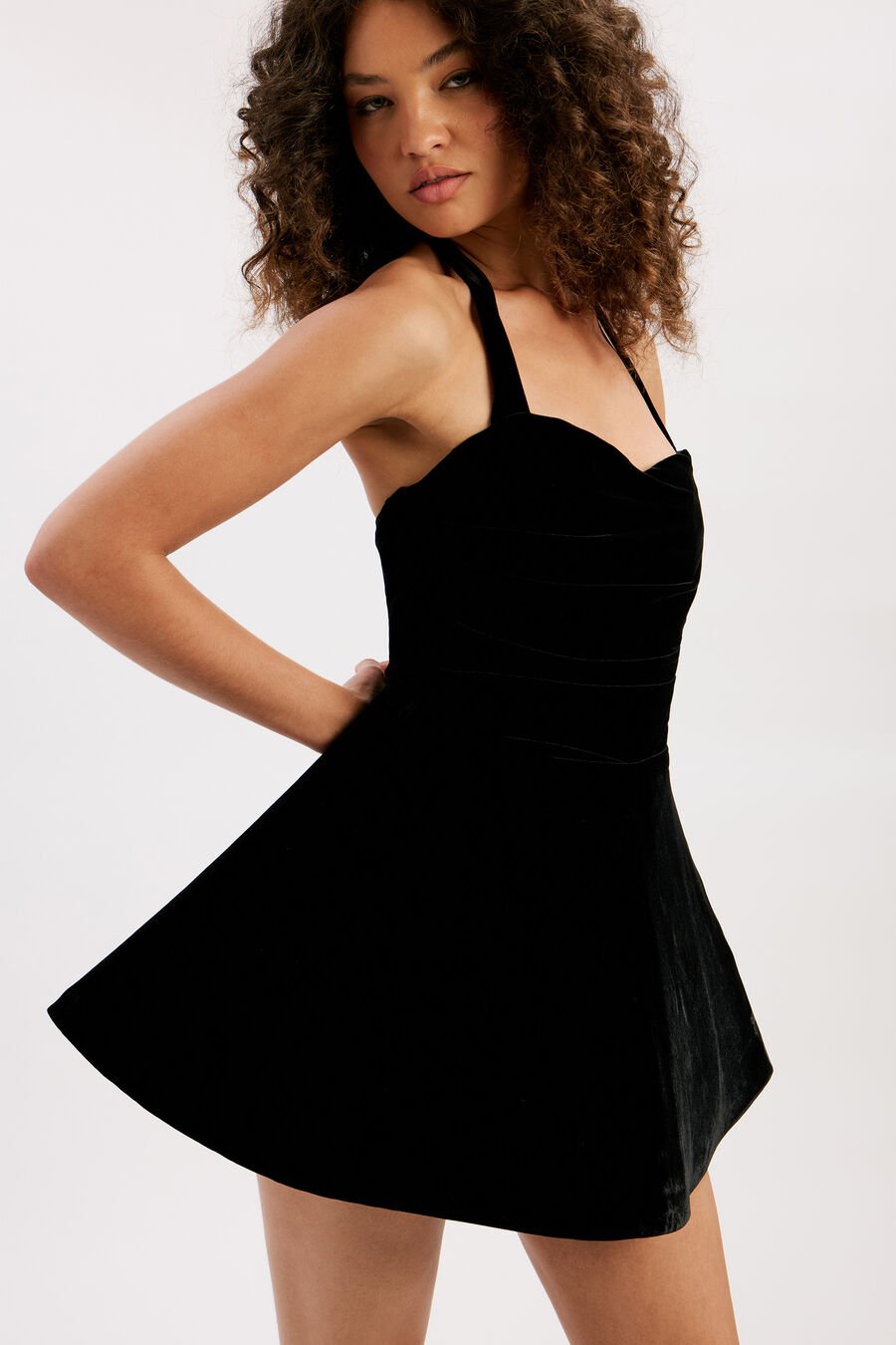 Agathena Velour Mini Dress