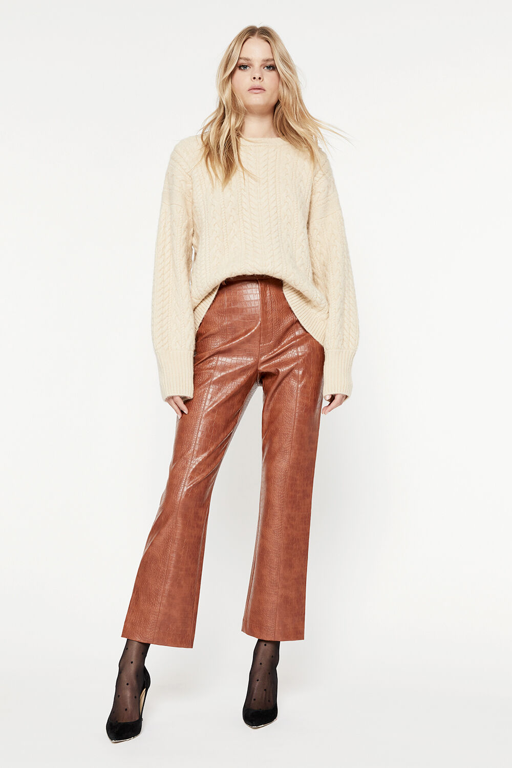 Vegan croco leather perfect fit pants