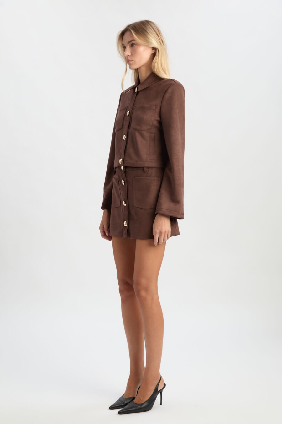 LORENZO VEGAN SUEDE SHIRT in colour Chocolate