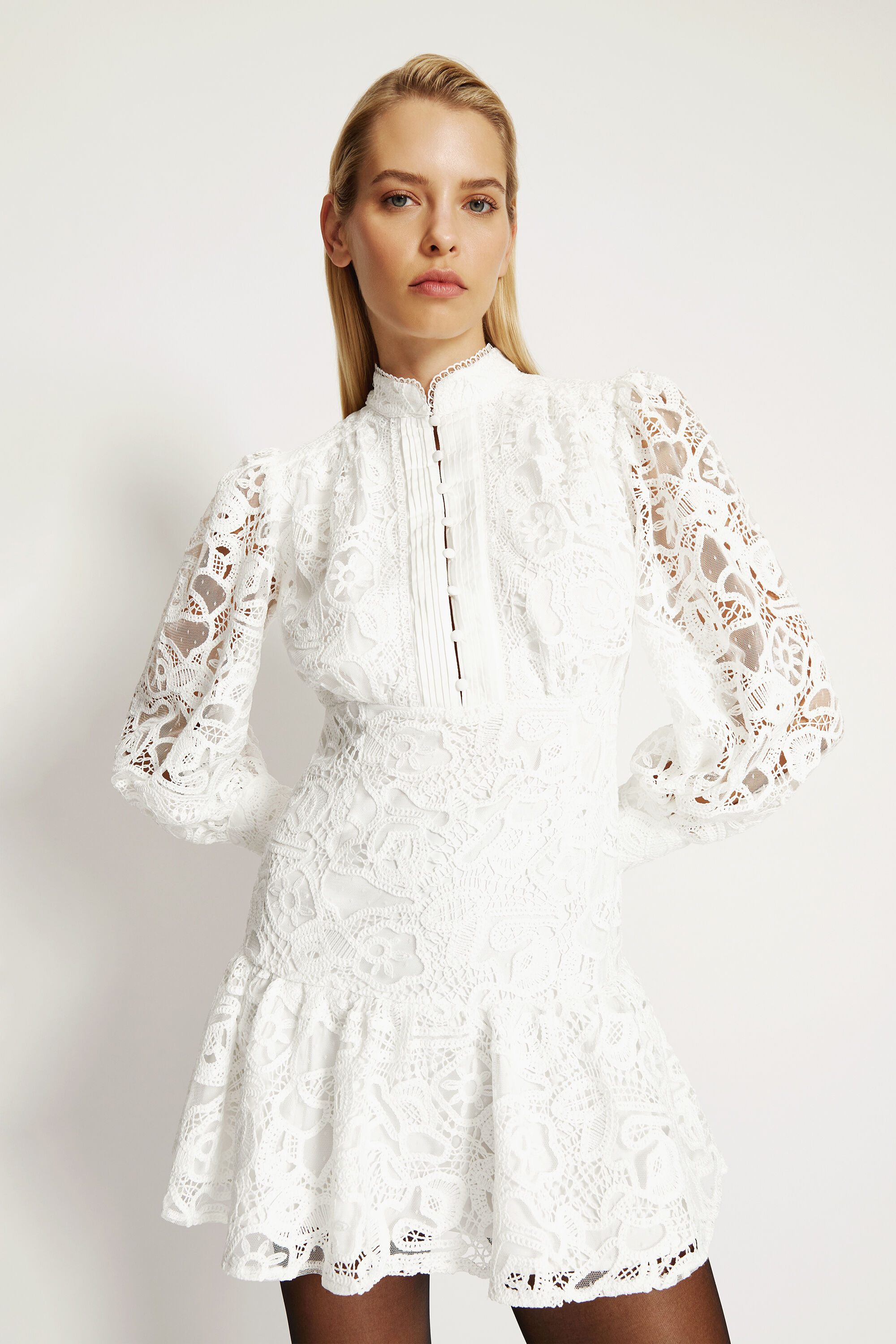 Remy Embroidered Mini Dress In Orchid White | Bardot