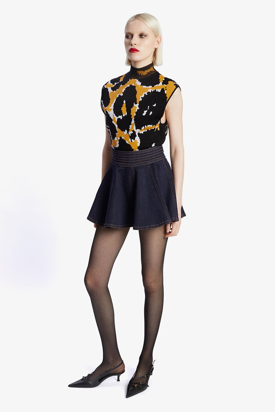 ARUBA DENIM MINI SKIRT in colour DARK